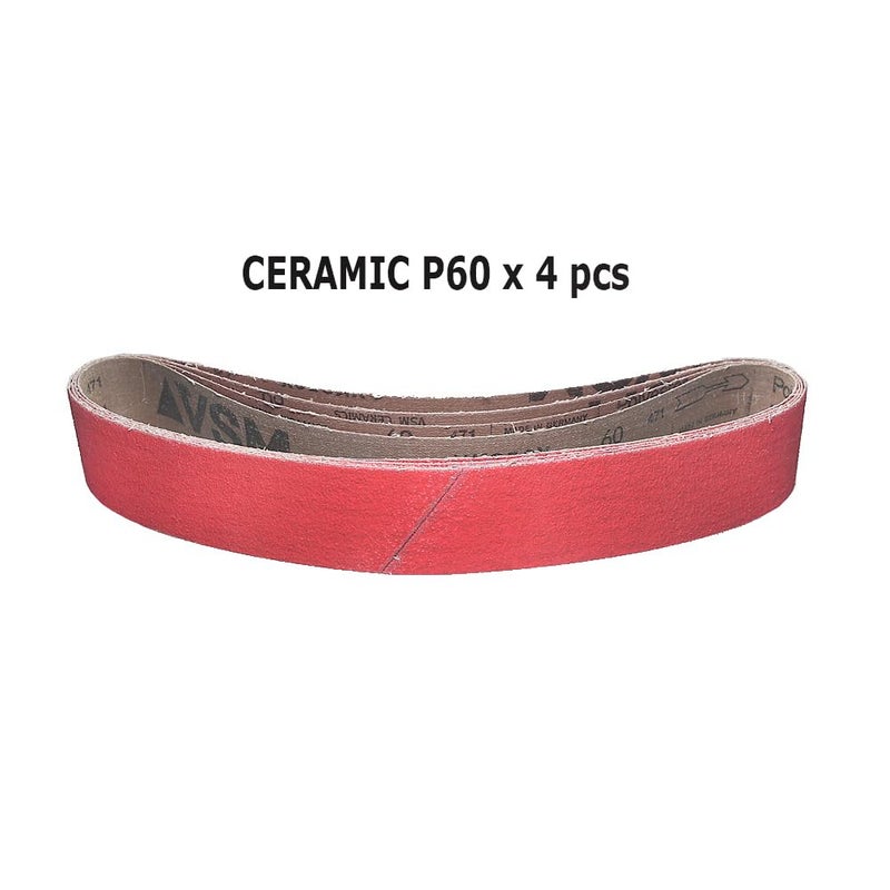 Rams Bralin 10 x 2 inch Rubber Expansion Wheel Ceramic Sanding Belt Sleeves Motor Bench Abrasive Wheel Grinder Machine Accessories (4 pcs Ceramic Belts P60) - Image 2
